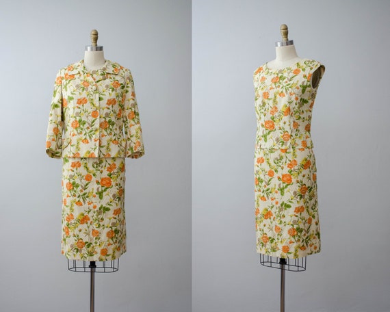 three piece suit | 1950s floral suit