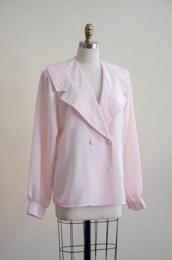 80s pink embroidered sailor collar blouse | blush… - image 5