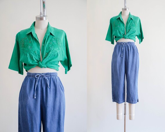 denim capris | relaxed fit denim capris
