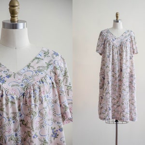 floral vintage house dress rose pink caftan oversized loose nightgown image 1