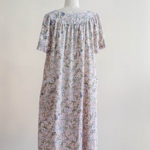 floral vintage house dress rose pink caftan oversized loose nightgown image 7