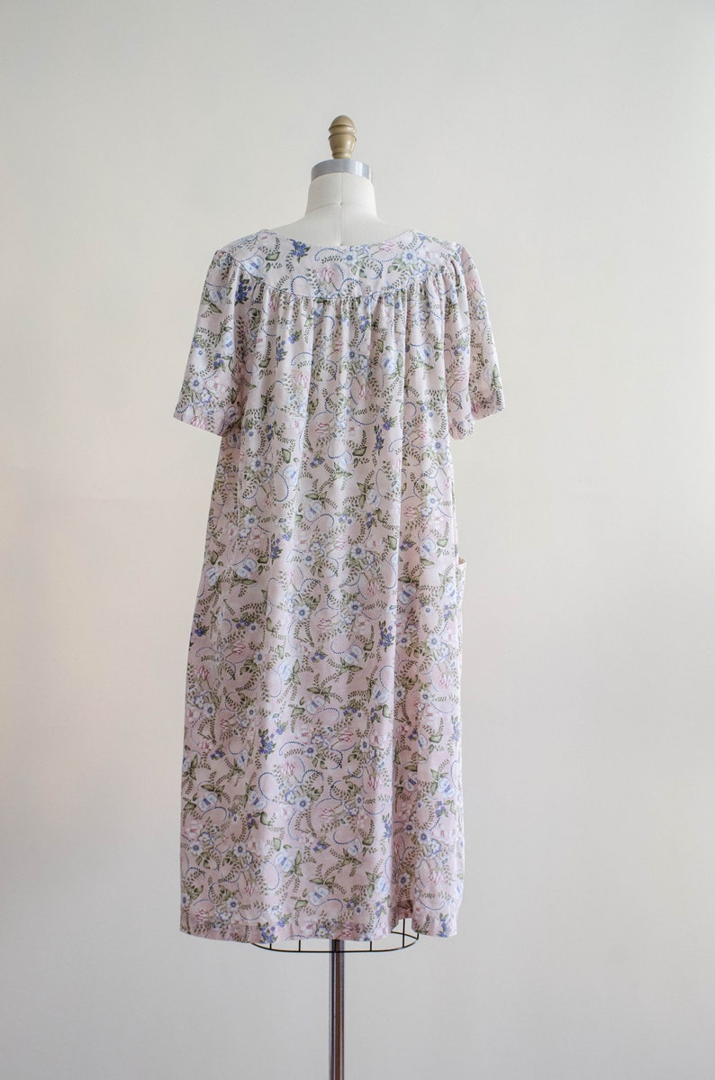 floral vintage house dress rose pink caftan oversized loose nightgown image 7