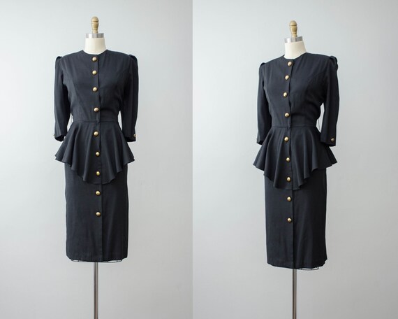 long sleeve dress | black peplum dress