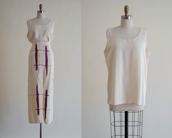 minimal skirt set | cream silk skirt set