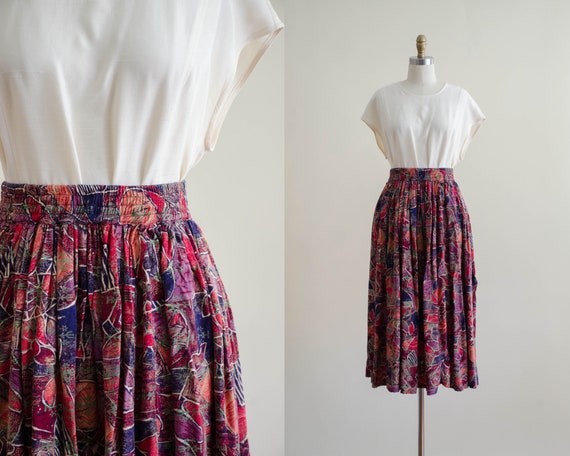 floral midi skirt | floral batik skirt