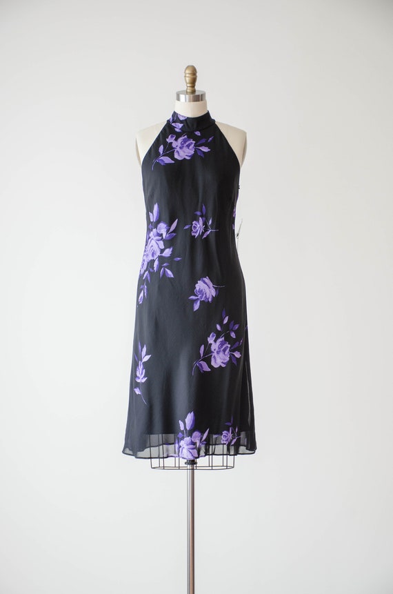 black chiffon dress | 90s y2k vintage black purpl… - image 2