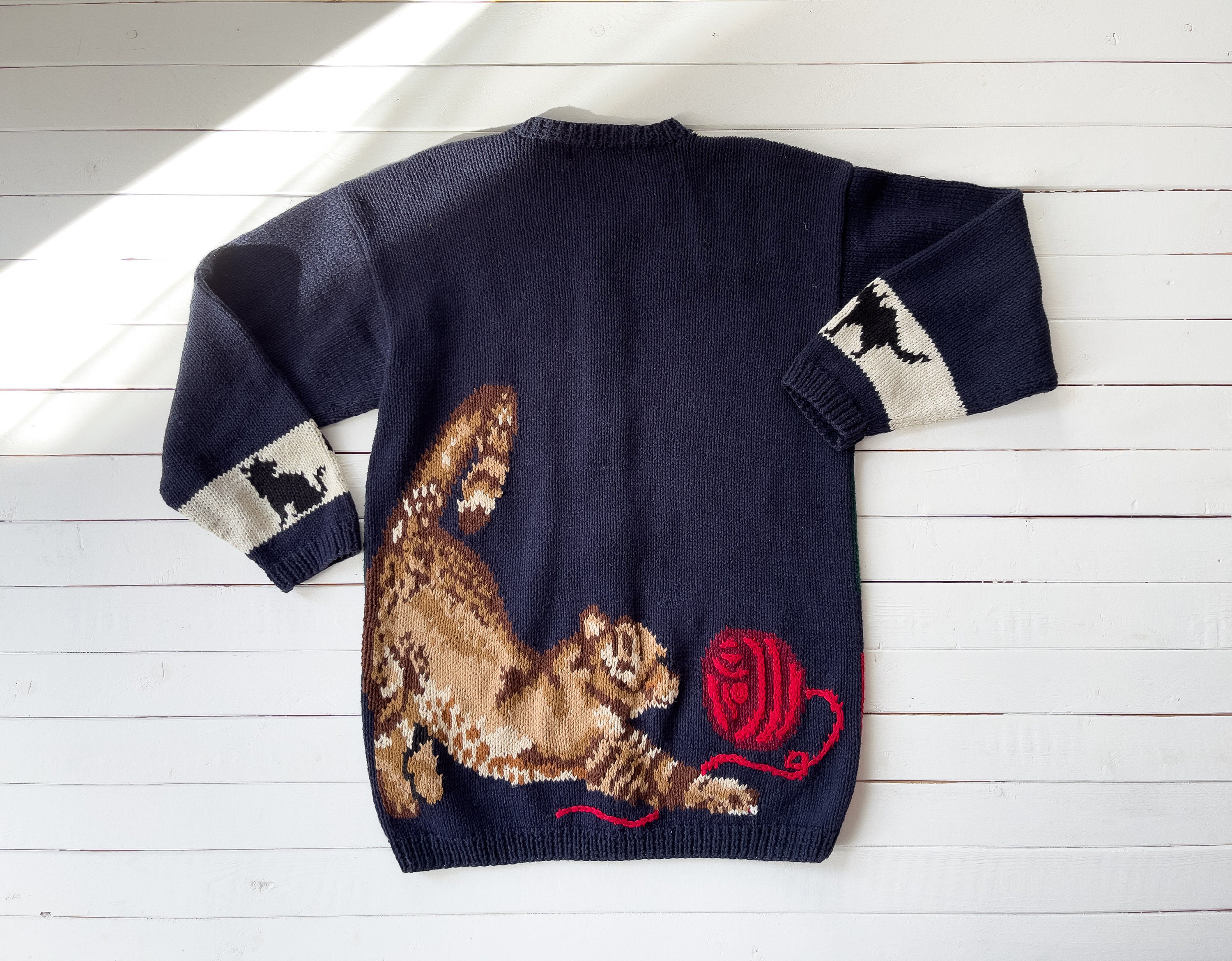 Cat Sweater 80s 90s the Eagle's Eye Kitten Novelty Cottagecore