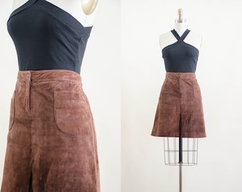 brown suede mini skirt | 90s y2k vintage Lily Pulitzer brown leather light dark academia short leather skirt