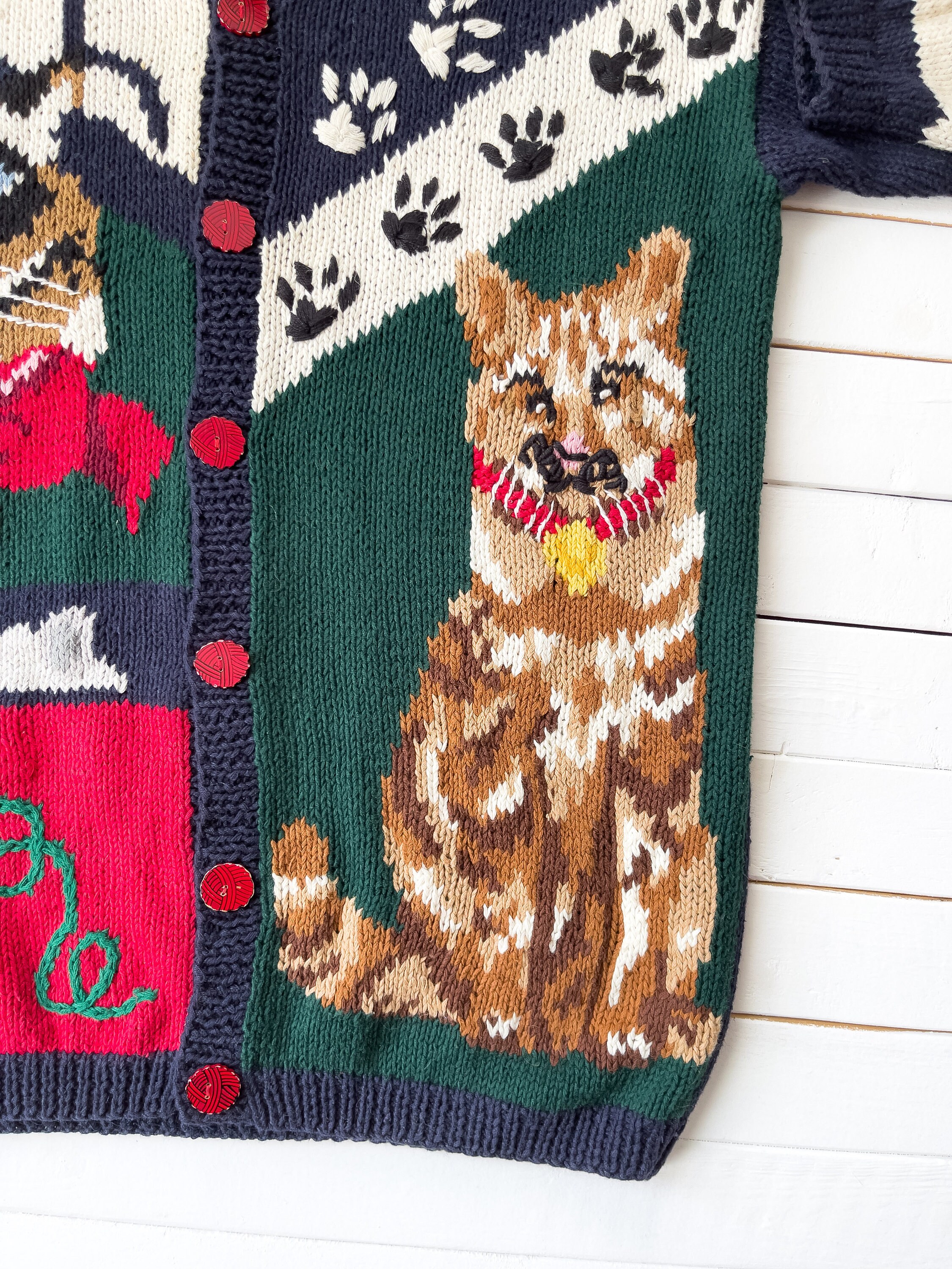Cat Sweater 80s 90s the Eagle's Eye Kitten Novelty Cottagecore