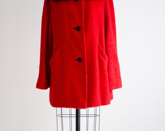 Lilli Ann Coat 50s 60s Vintage Red Wool Mink Fur Collar Coat - Etsy