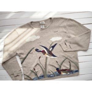 vtg Northern Reflections cottagecore duck knit sweater size L