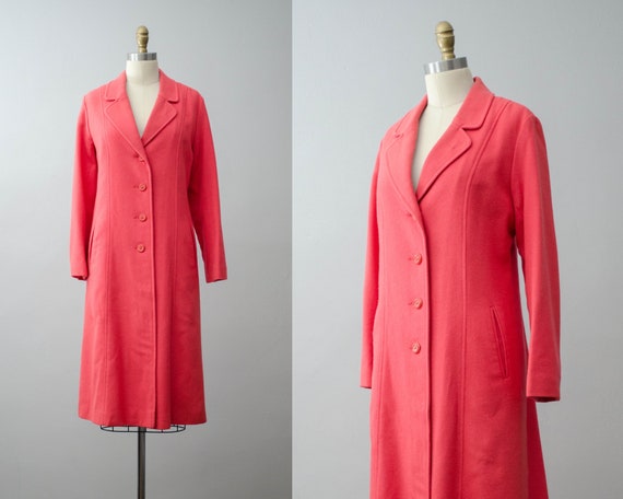 long wool coat | salmon pink coat