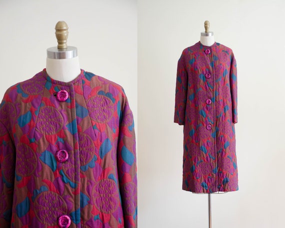 1960s brocade coat | pink tapestry coat | purple c