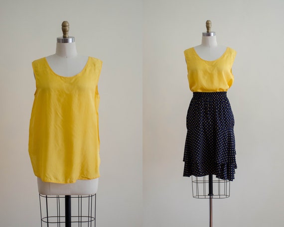 yellow tank top | oversized silk tank top