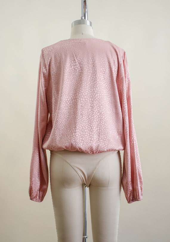 silky pink bodysuit blouse | 80s 90s vintage blus… - image 7