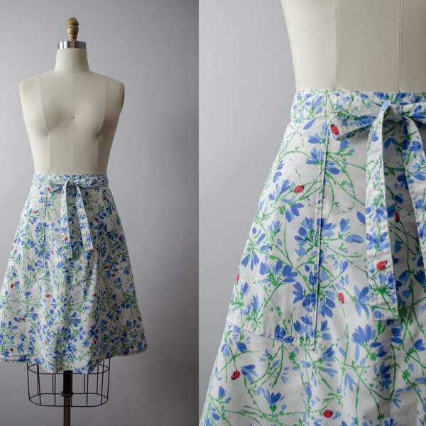 1970s skirt | novelty print skirt | vintage wrap skirt