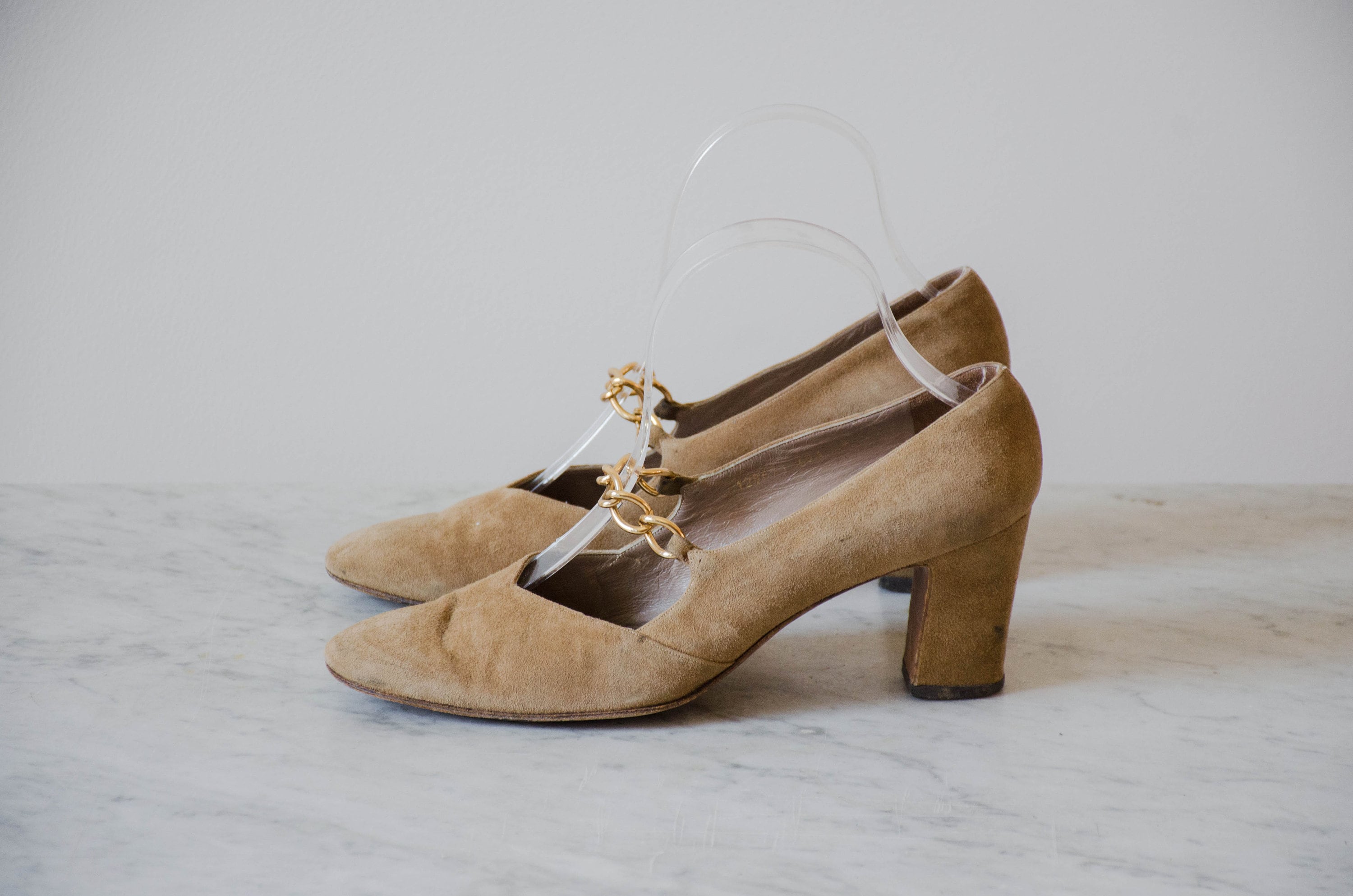 Tan Suede Heels | 60s 70s Vintage Mikelos Light Brown
