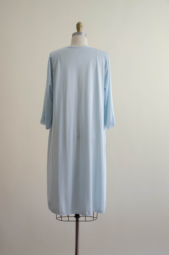 blue nylon robe | silky blue housecoat - Gem