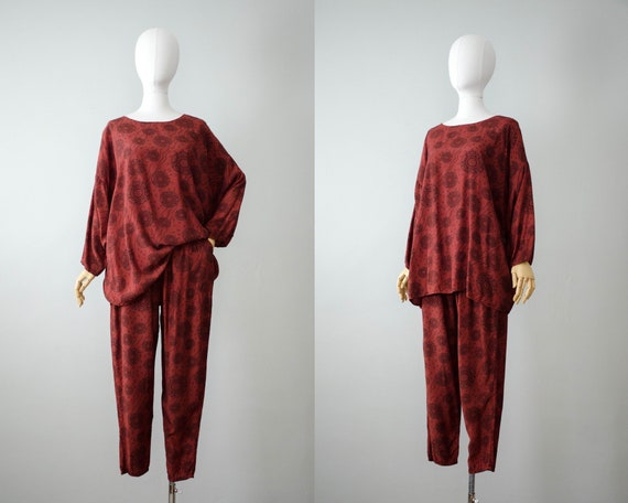 rust orange lounge set | oversized shirt | high wa