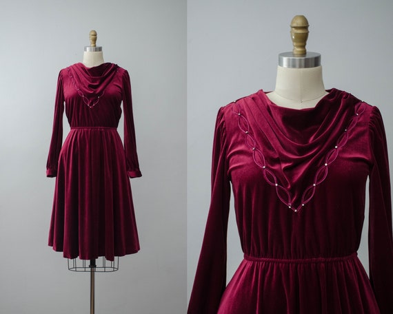 burgundy velvet dress | long sleeve dress