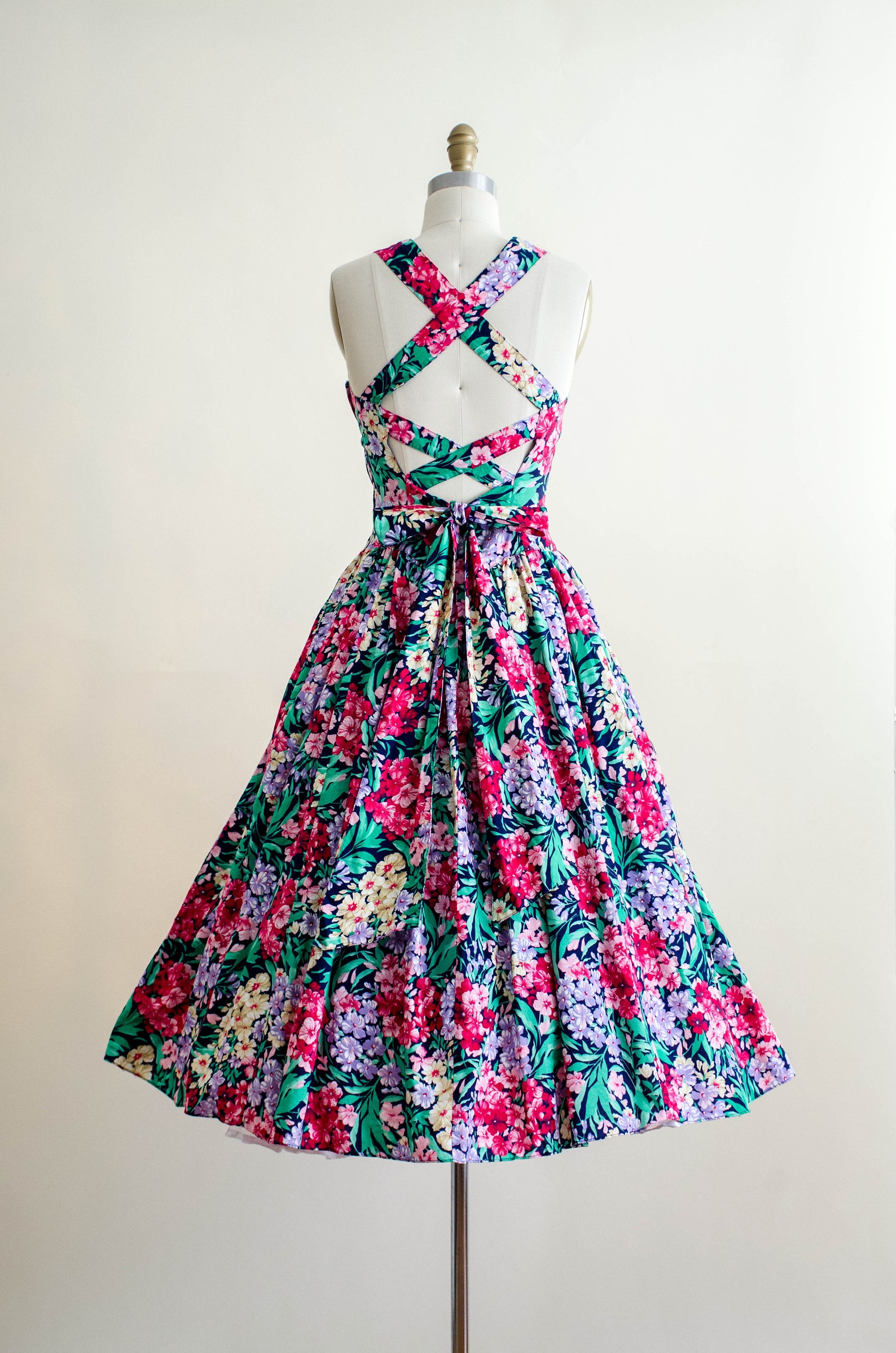 50s Style Dress 80s Geary Roark Kamisato Floral Cotton Cross | Etsy