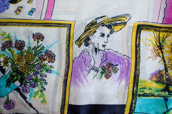 1940s silk scarf | novelty print scarf | 1940s fashion novelty print View 4