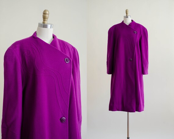 purple wool coat | purple swing coat | avant garde