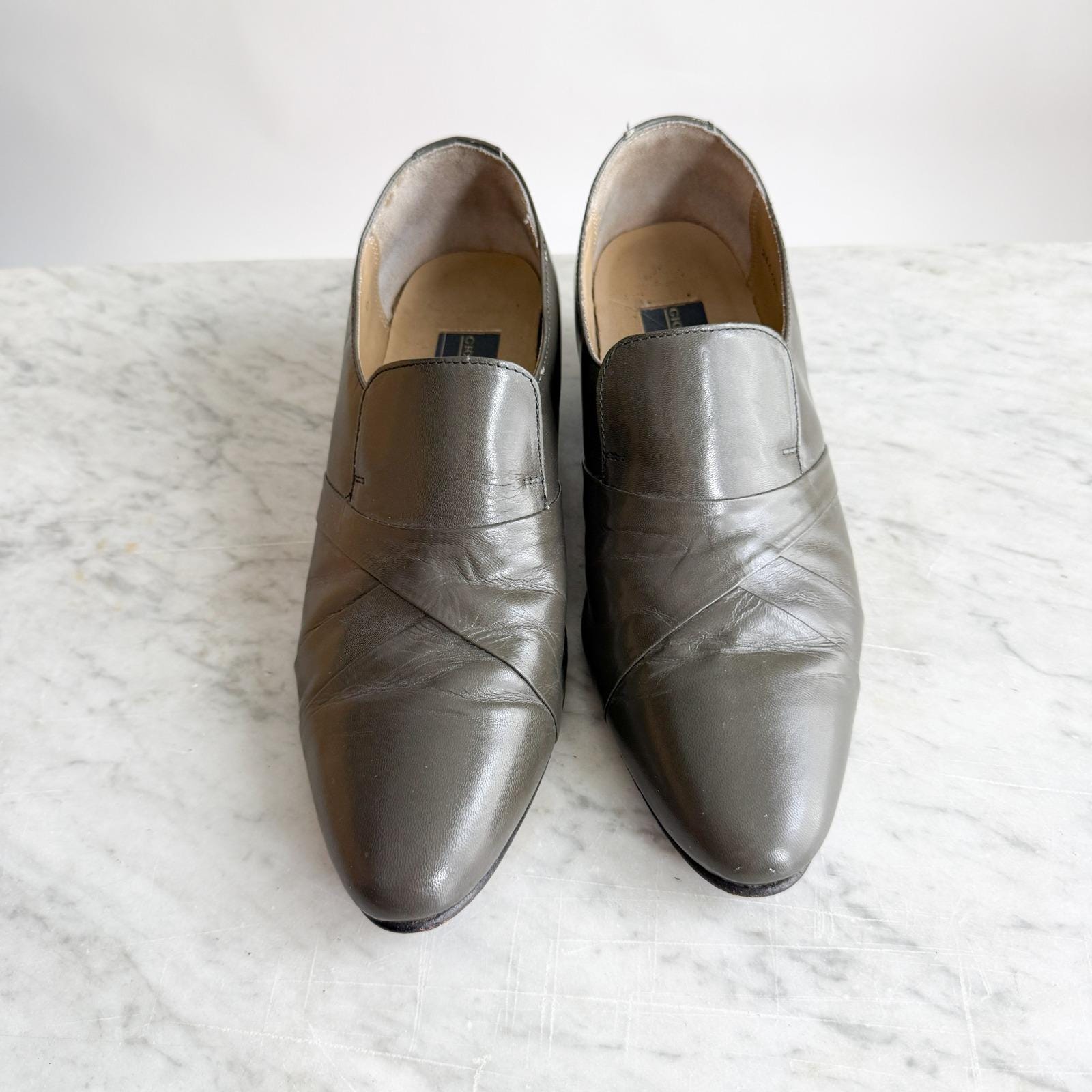 Giorgio Brutini Gray Leather Heeled Loafers Men display picture 2