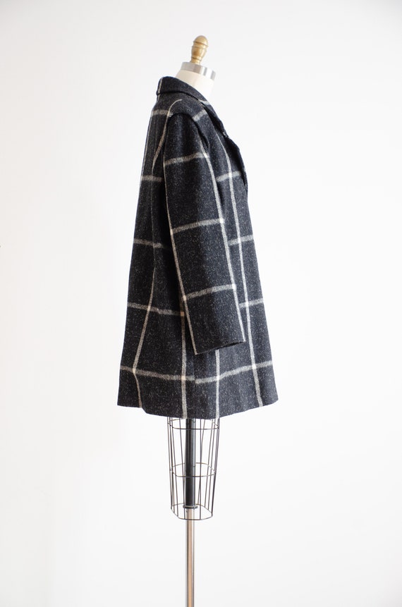 plaid wool coat 80s vintage Miss New Yorker black… - image 5