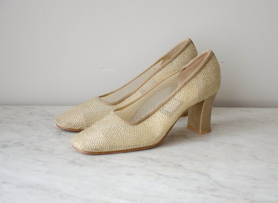 gold mesh heels | gold glitter heels | gold shoes