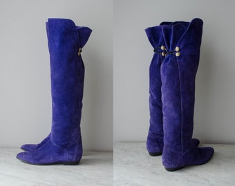 over the knee boots | purple suede boots | knee high boots | flat boots | women's boots size 5.5