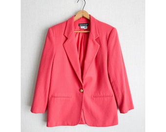 Blazer Savannah vintage 100 % pure laine rose corail pour femme Taille 6