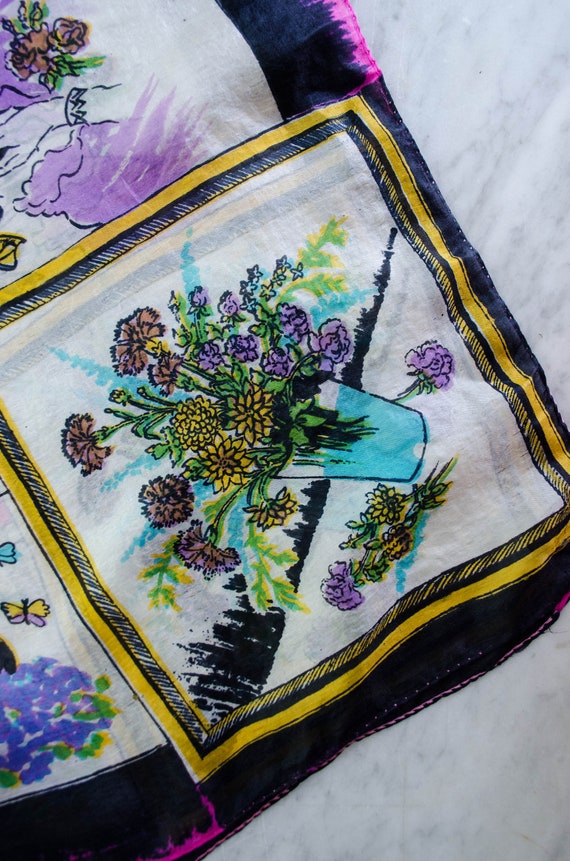1940s silk scarf | novelty print scarf | 1940s fashion novelty print View 5