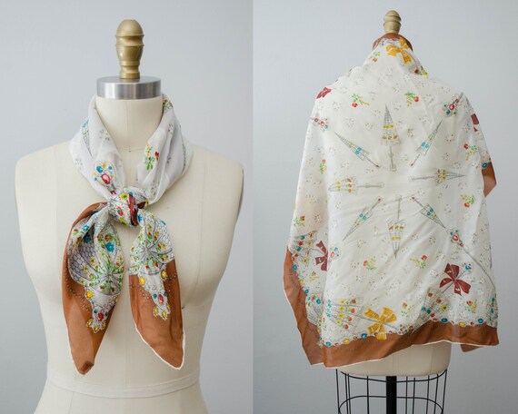 large square silk scarf | parasol novelty print sc