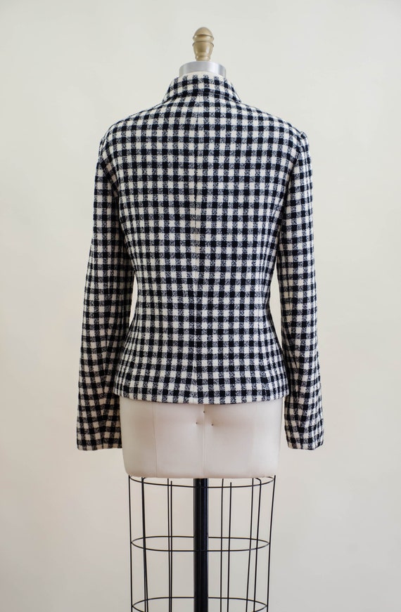 black and white buffalo check coat