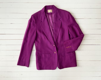 purple wool jacket | 70s 80s vintage Pendleton pink fuchsia dark academia wool blazer