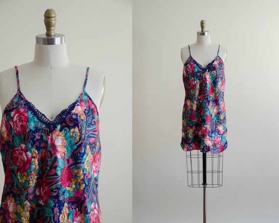 silky nightgown | floral nightgown | vintage linge