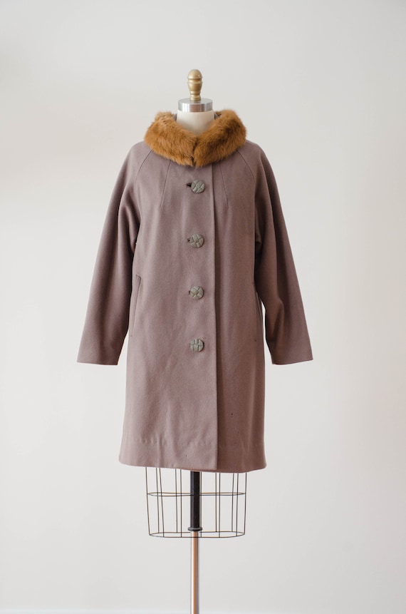 brown wool cashmere coat | 50s 60s vintage taupe … - image 3