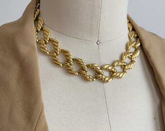 chunky gold necklace vintage gold plated chain collar necklace