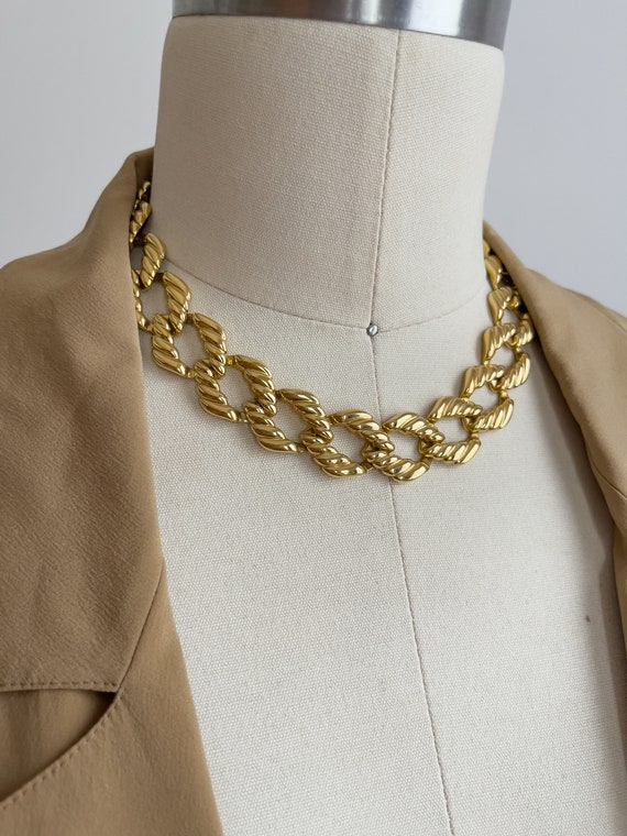 chunky gold necklace vintage gold plated chain col