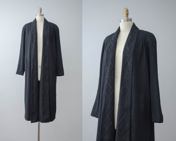 black swing coat | long wool swing coat