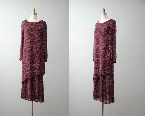 burgundy maxi dress | tiered chiffon dress