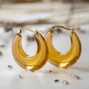 acrylic hoop earrings, large colorful hoop earrings, mustard yellow forest green big transparent clear statement hoop earrings image 4