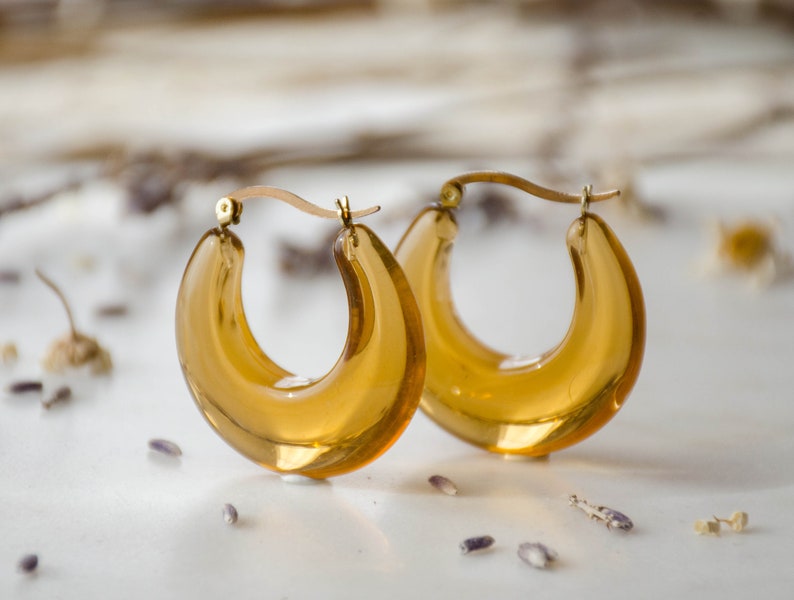 acrylic hoop earrings, large colorful hoop earrings, mustard yellow forest green big transparent clear statement hoop earrings image 4