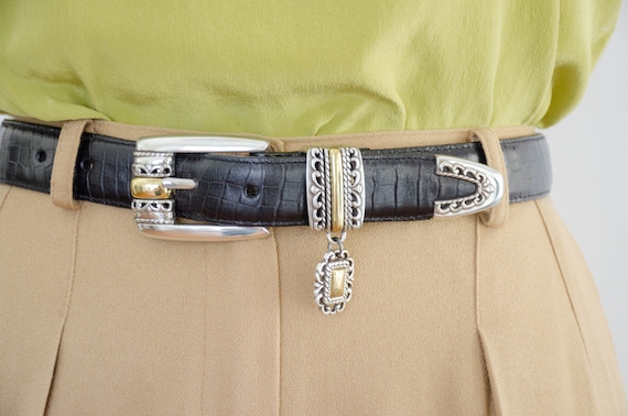 black alligator leather belt | statement belt