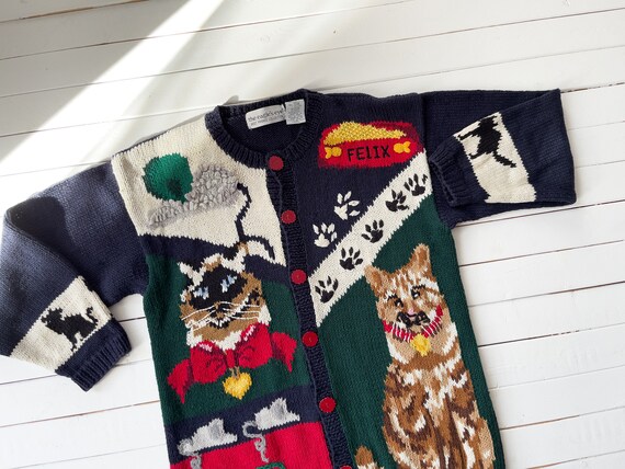 Cat Sweater 80s 90s the Eagle's Eye Kitten Novelty Cottagecore
