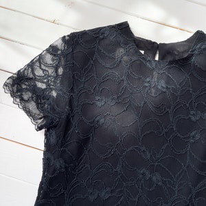 black lace shirt | 90s y2k vintage sheer short sleeve goth dark academia blouse