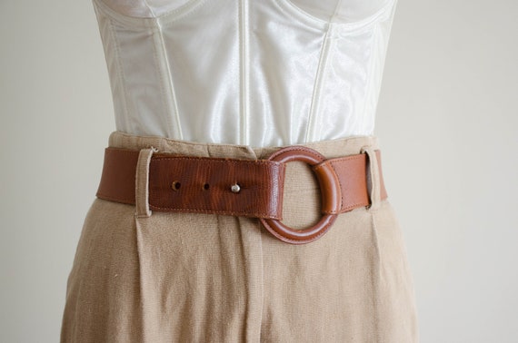 wide brown leather belt | statement belt