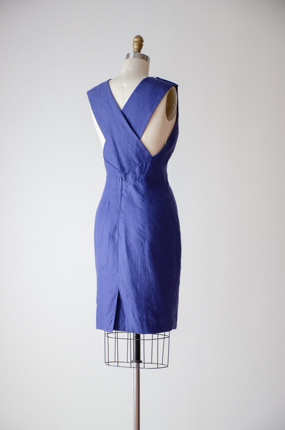 blue linen dress | 80s 90s vintage Liz Claiborne … - image 7