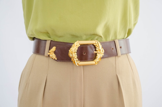 wide brown leather belt | statement belt
